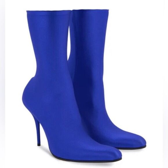 BALENCIAGA Womens Blue Stretch Comfort Round Toe Stiletto Booties - Picture 6 of 13